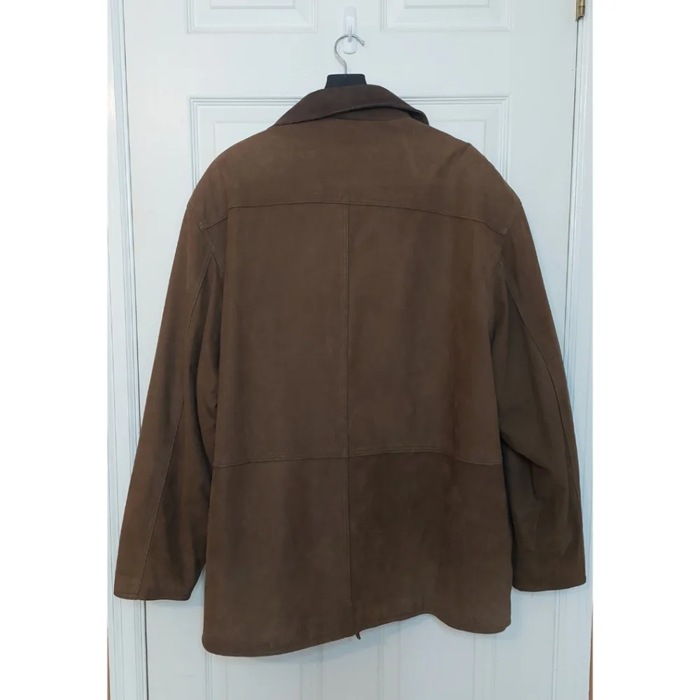 G III Vintage 90s Brown Suede Leather Bomber Jacket Heavyweight Lined Size XL